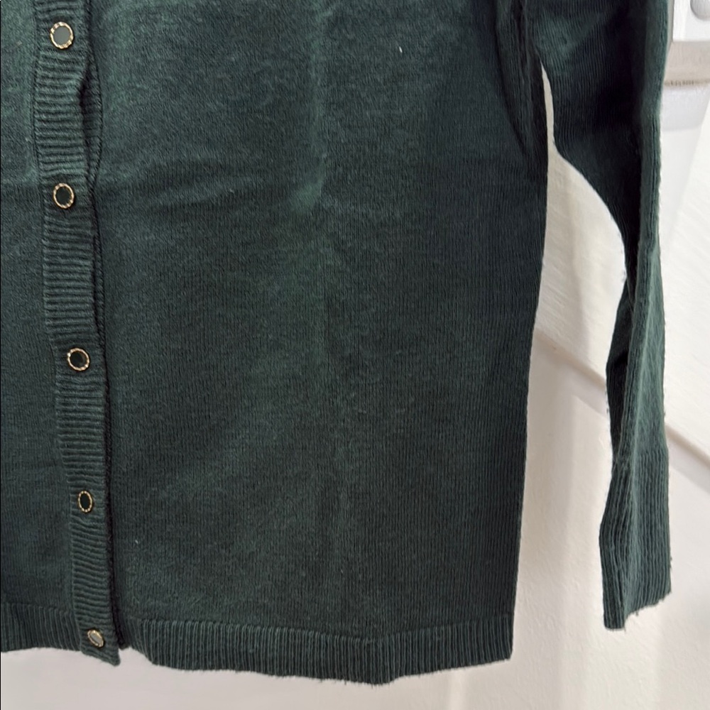 Kate Spade Dark Green Cardigan Sweater with Bow Detail - Picture 3 of 6